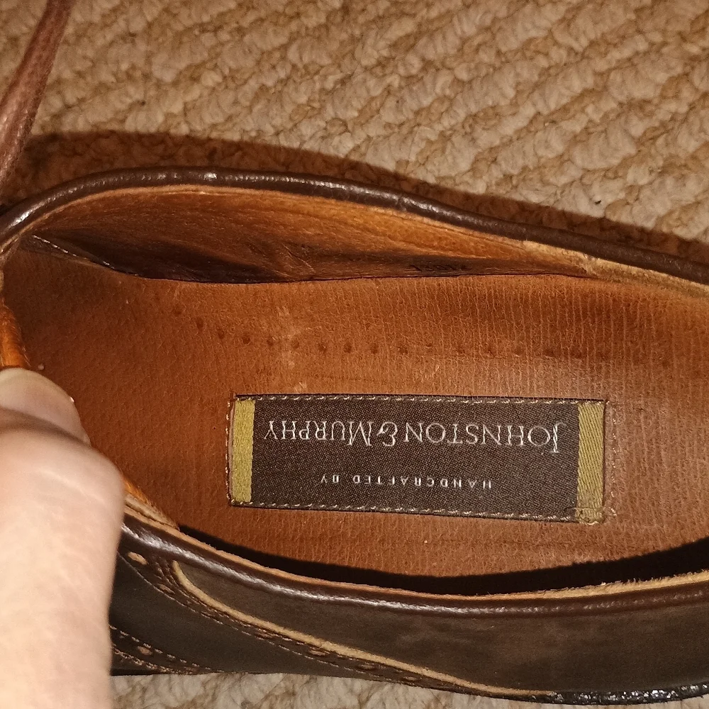 Johnston & Murphy Handcrafted Italy Leather Saddle Oxford Shoes Brown Men's‎ 8.5